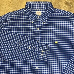 Brooks Brothers Mens Non Iron Supima Cotton Checkered Button Down Shirt L